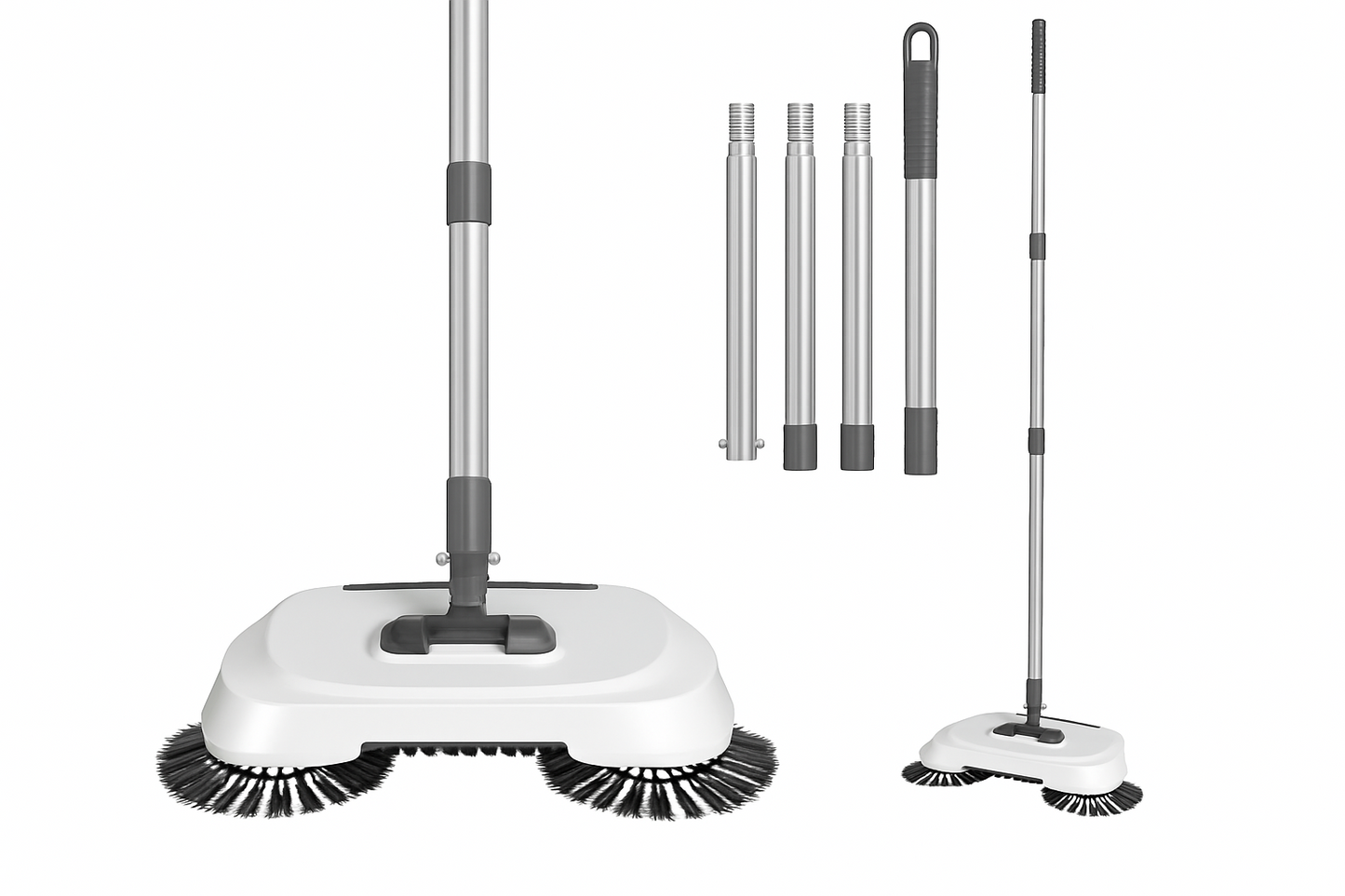 3-in-1 Handmatige Vloerreiniging Set - Bezem, Stofdoek & Dweil | Geen Stroom Nodig